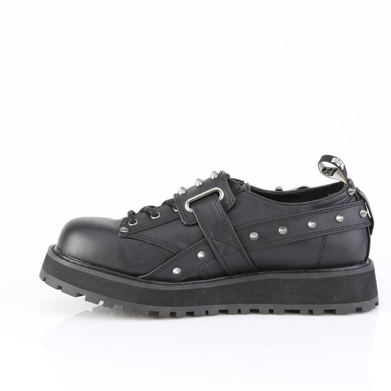 VALOR-38 Black Vegan Leather Unisex Platform Shoes Demonia US Size (Unisex/Men's): 4