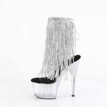 ADORE-1017RhinestoneFT Clear-Silver/Silver Ankle Boot Pleaser