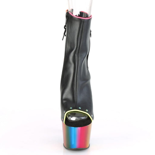 ADORE-1018RC-02 Black Faux Leather/Rainbow Chrome Ankle Boot Pleaser US Size (Women's): 5