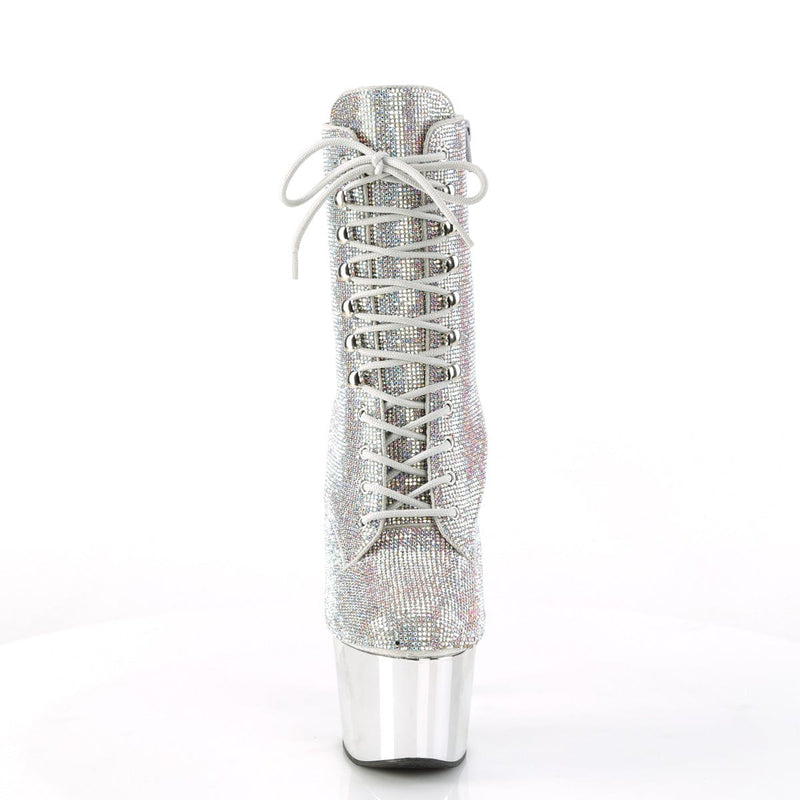 ADORE-1020CHRS Silver Multi Rhinestones/Silver Chrome Ankle Boot Pleaser US Size (Women's): 5