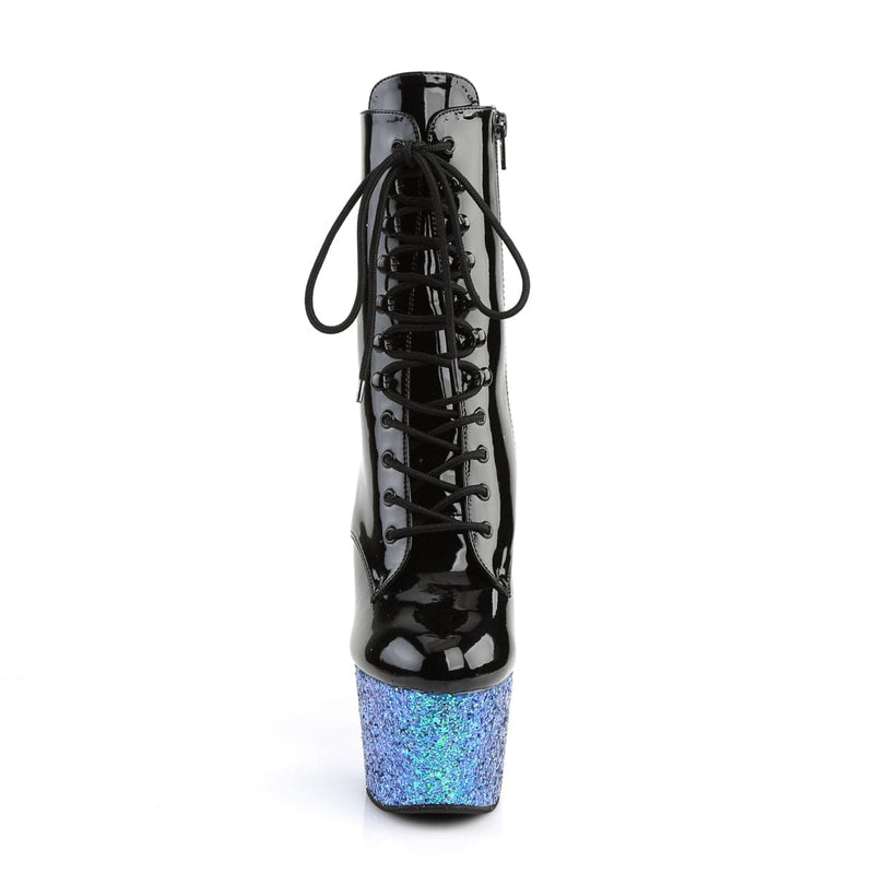 ADORE-1020LG Black Patent/Blue Multi Glitter Ankle Boot Pleaser US Size (Women's): 5