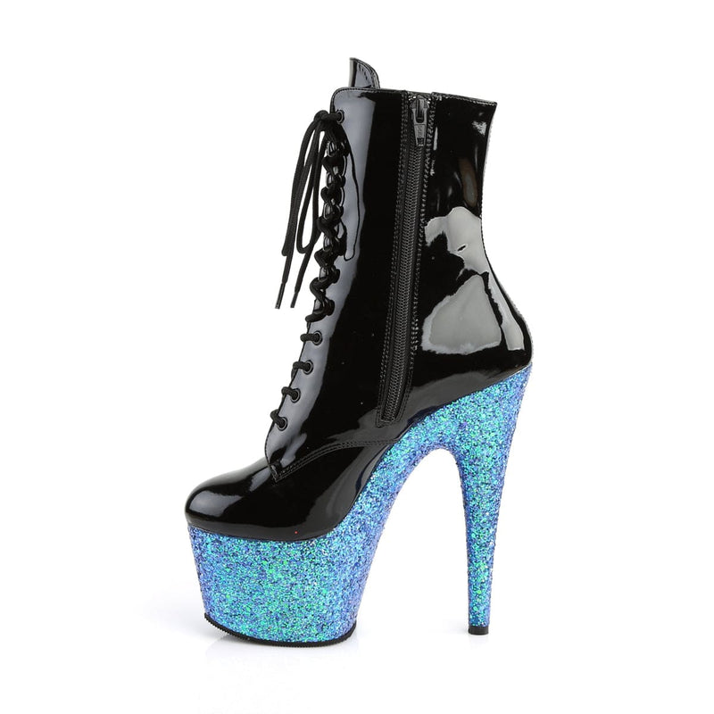 ADORE-1020LG Black Patent/Blue Multi Glitter Ankle Boot Pleaser US Size (Women's): 5