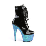 ADORE-1020LG Black Patent/Blue Multi Glitter Ankle Boot Pleaser US Size (Women's): 5