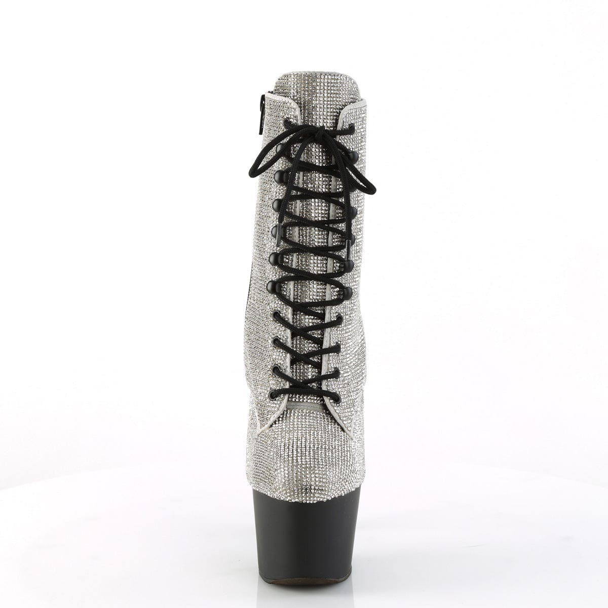 ADORE-1020RS Silver Rhinestones/Black Matte Ankle Boot Pleaser US Size (Women's): 5