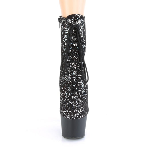 ADORE-1020SPLAT Black Velvet-Silver Hologram/Black Matte Ankle Boot Pleaser US Size (Women's): 5
