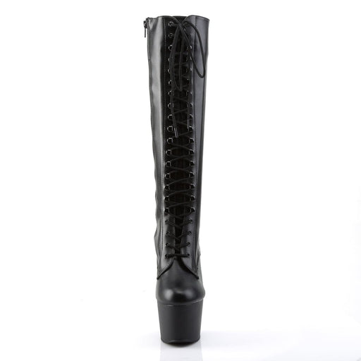 ADORE-2023 Black Stretch Faux Leather/Black Matte Knee Boot Pleaser US Size (Women's): 5