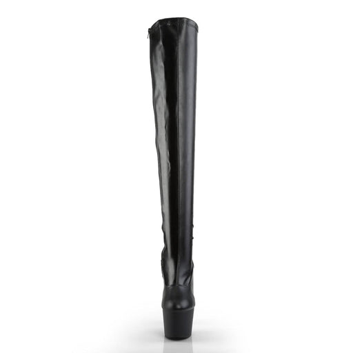 ADORE-3000 Black Stretch Faux Leather/Black Matte Thigh Boot Pleaser US Size (Women's): 5