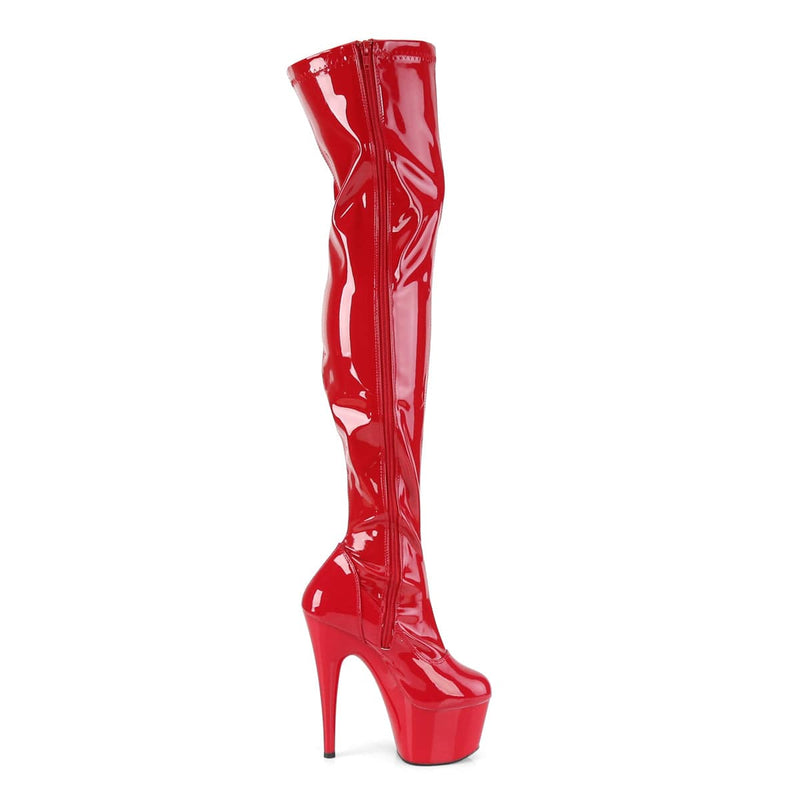 ADORE-3000 Red Stretch Patent/Red Thigh Boot Pleaser US Size (Women's): 5