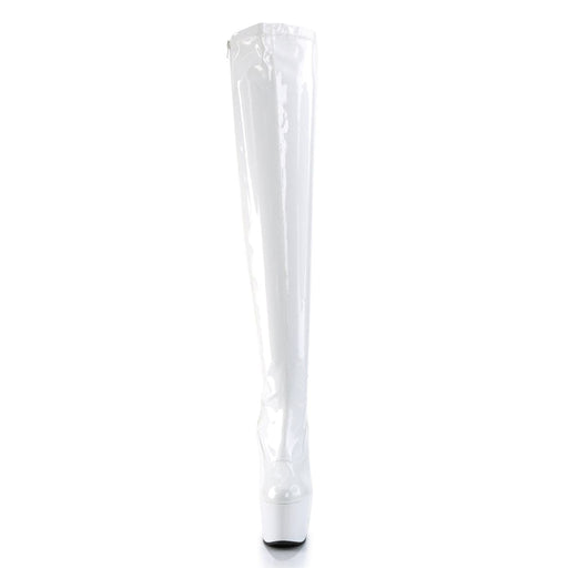 ADORE-3000 White Stretch Patent/White Thigh Boot Pleaser US Size (Women's): 5