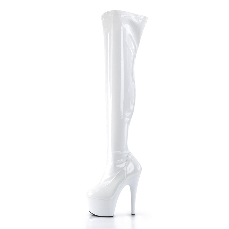 ADORE-3000 White Stretch Patent/White Thigh Boot Pleaser US Size (Women's): 5