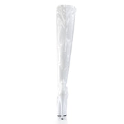 ADORE-3000 White Stretch Patent/White Thigh Boot Pleaser US Size (Women's): 5