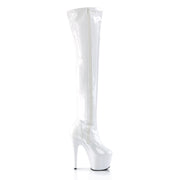 ADORE-3000 White Stretch Patent/White Thigh Boot Pleaser US Size (Women's): 5