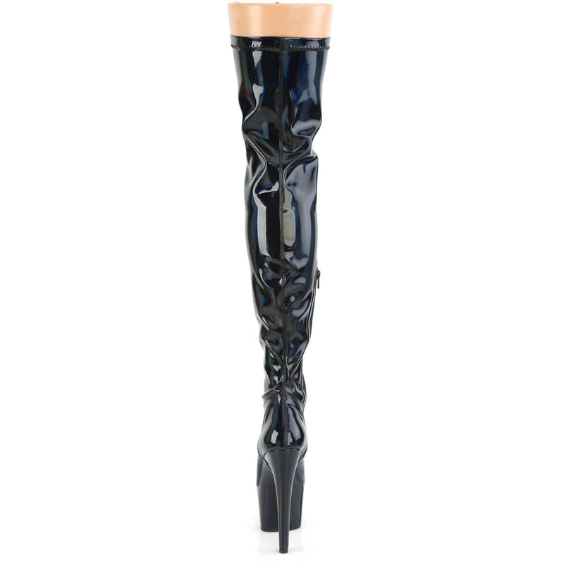 ADORE-3000HWR Black Stretch Hologram/Black Hologram Thigh Boot Pleaser US Size (Women's): 5
