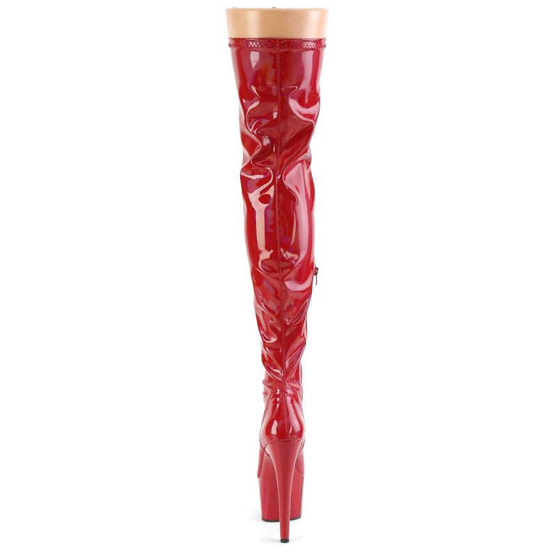 ADORE-3000HWR Red Stretch Hologram/Red Hologram Thigh Boot Pleaser US Size (Women's): 5