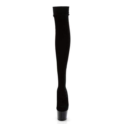 ADORE-3002 Black Stretch Velvet/Black Thigh Boot Pleaser US Size (Women's): 5