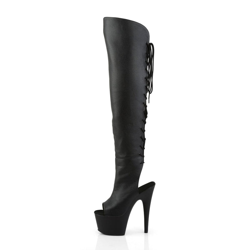ADORE-3019 Black Faux Leather/Black Matte Thigh Boot Pleaser US Size (Women's): 6