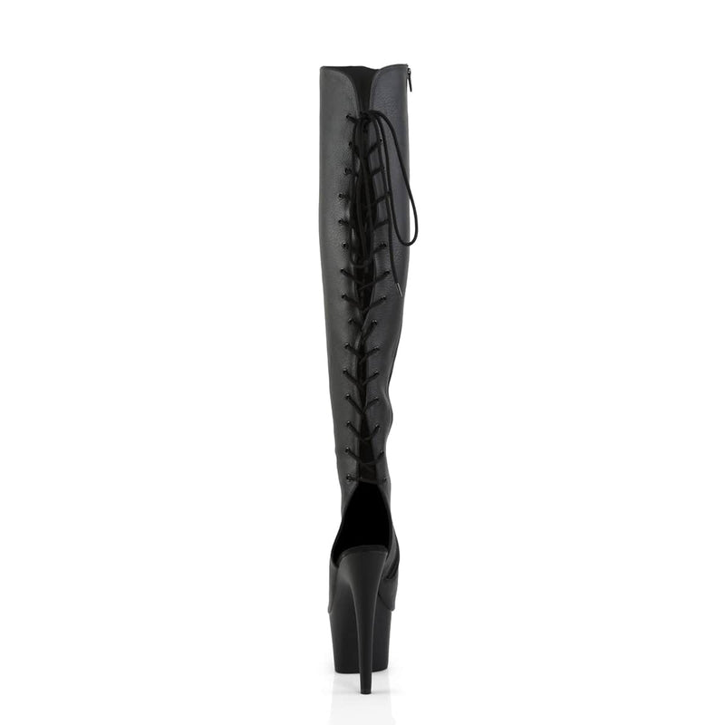 ADORE-3019 Black Faux Leather/Black Matte Thigh Boot Pleaser US Size (Women's): 6