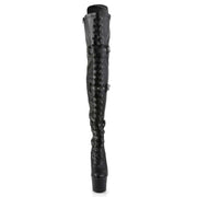 ADORE-3028 Black Stretch Faux Leather/Black Matte Thigh Boot Pleaser US Size (Women's): 5