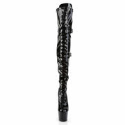 ADORE-3028 Black Stretch Patent/Black Thigh Boot Pleaser US Size (Women's): 5