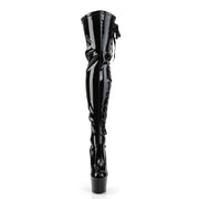ADORE-3050 Black Stretch Patent/Black Thigh Boot Pleaser US Size (Women's): 5