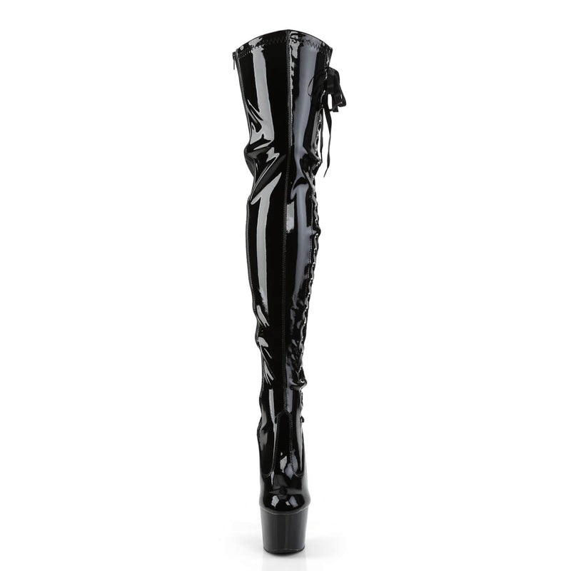 ADORE-3050 Black Stretch Patent/Black Thigh Boot Pleaser US Size (Women's): 5