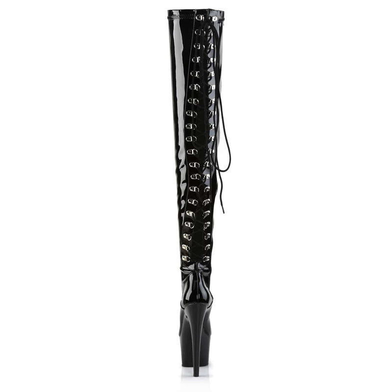 ADORE-3063 Black Stretch Patent/Black Thigh Boot Pleaser US Size (Women's): 5
