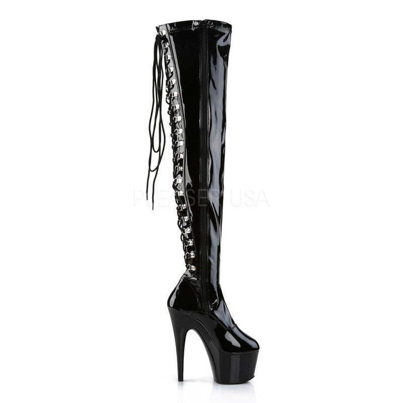 ADORE-3063 Black Stretch Patent/Black Thigh Boot Pleaser US Size (Women's): 5