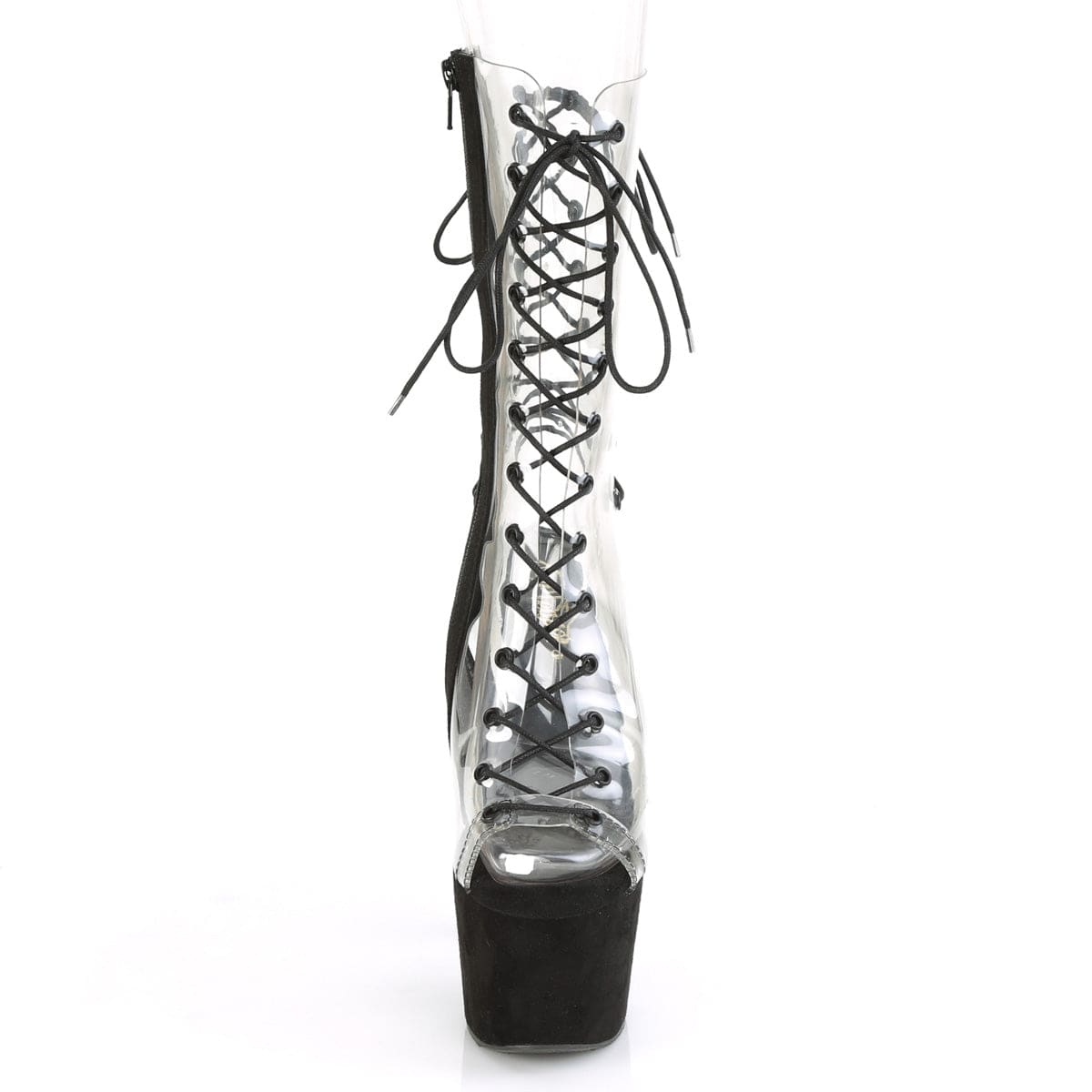 ADORE-700-60FS Clear/Black Faux Suede Mid-Calf Boot Pleaser US Size (Women's): 5