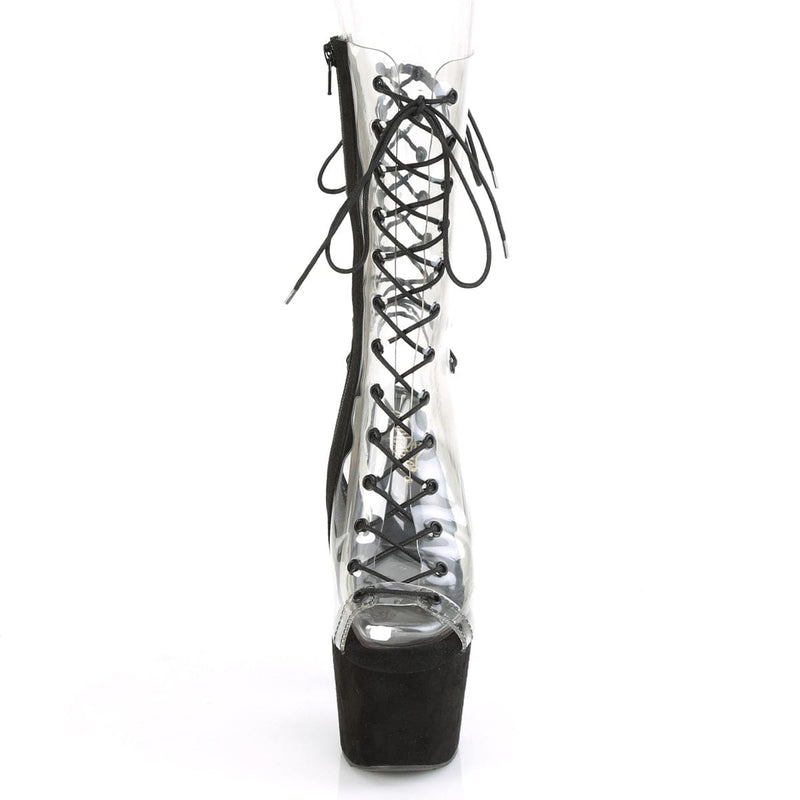 ADORE-700-60FS Clear/Black Faux Suede Mid-Calf Boot Pleaser US Size (Women's): 5