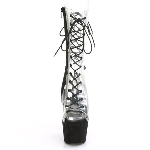 ADORE-700-60FS Clear/Black Faux Suede Mid-Calf Boot Pleaser US Size (Women's): 5