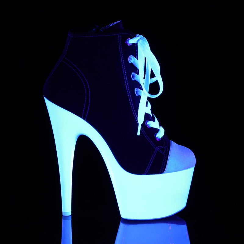 ADORE-700SK-02 Black Canvas/Neon White Sneaker Heels Pleaser US Size (Women's): 5