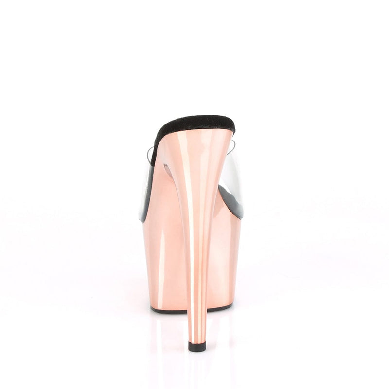 ADORE-701 Clear/Rose Gold Chrome Slide Pleaser US Size (Women's): 5