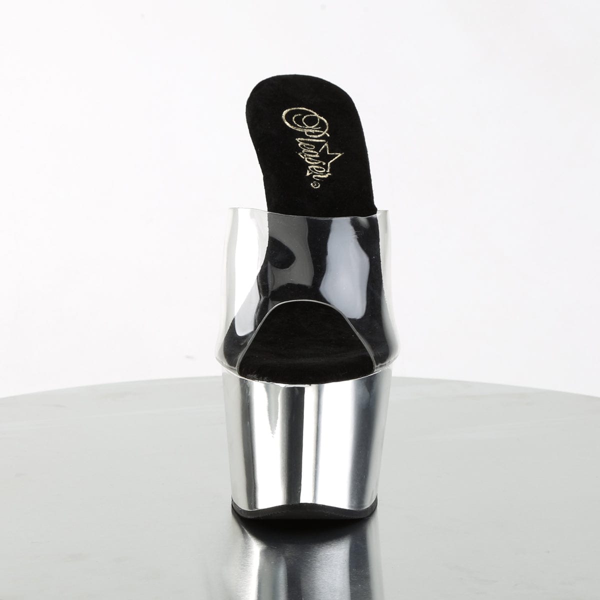 ADORE-701 Clear/Silver Chrome Slide Pleaser US Size (Women's): 5