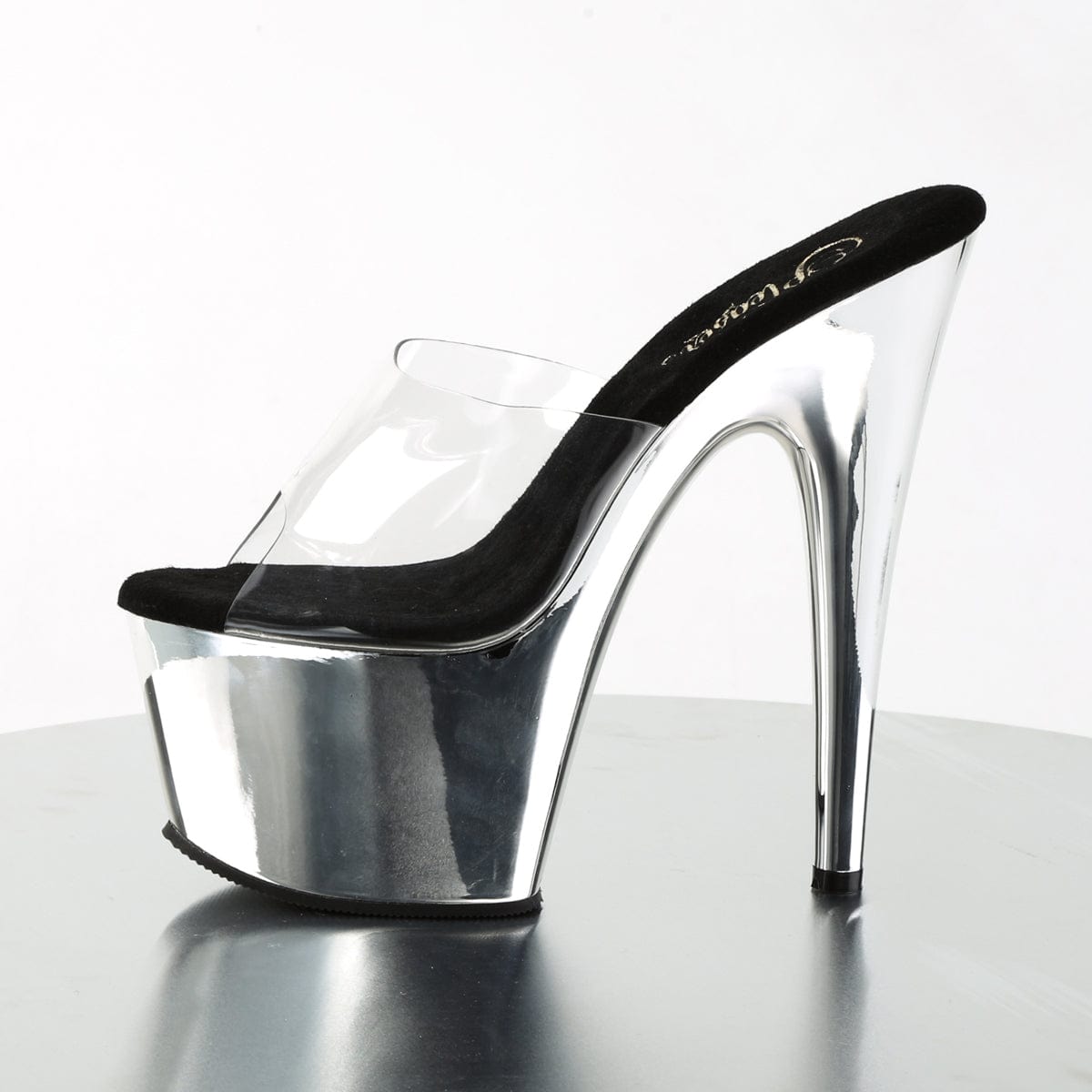 ADORE-701 Clear/Silver Chrome Slide Pleaser US Size (Women's): 5