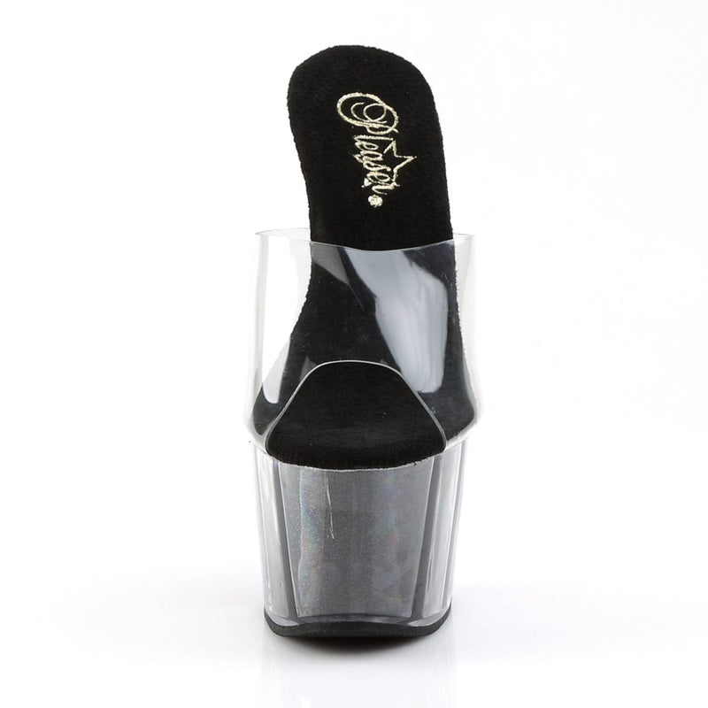 ADORE-701G Clear/Black Glitter Slide Pleaser US Size (Women's): 5