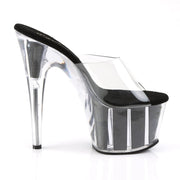ADORE-701G Clear/Black Glitter Slide Pleaser US Size (Women's): 5