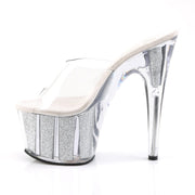 ADORE-701G Clear/Silver Glitter Slide Pleaser US Size (Women's): 5