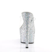 ADORE-701LG Clear/Silver Multi Glitter Slide Pleaser US Size (Women's): 5