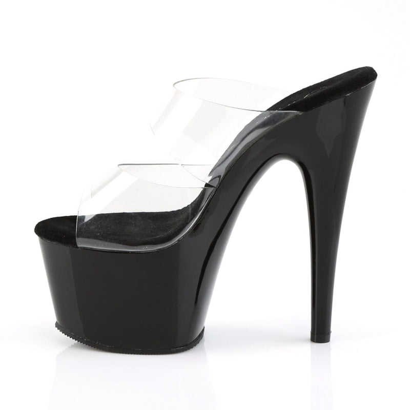 ADORE-702 Clear/Black Slide Pleaser US Size (Women's): 5
