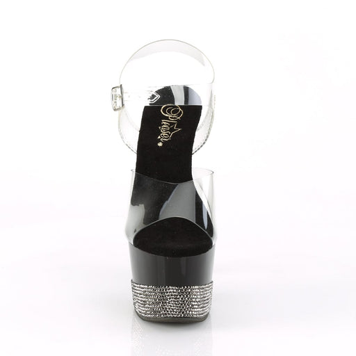 ADORE-708-3 Clear/Black-Pewter Rhinestones Platform Sandal Pleaser US Size (Women's): 5