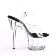 ADORE-708 Clear-Black/Clear Platform Sandal Pleaser US Size (Women's): 5