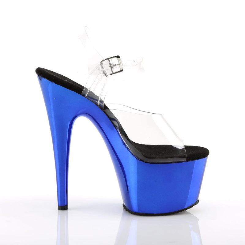 ADORE-708 Clear/Blue Chrome Platform Sandal Pleaser US Size (Women's): 5