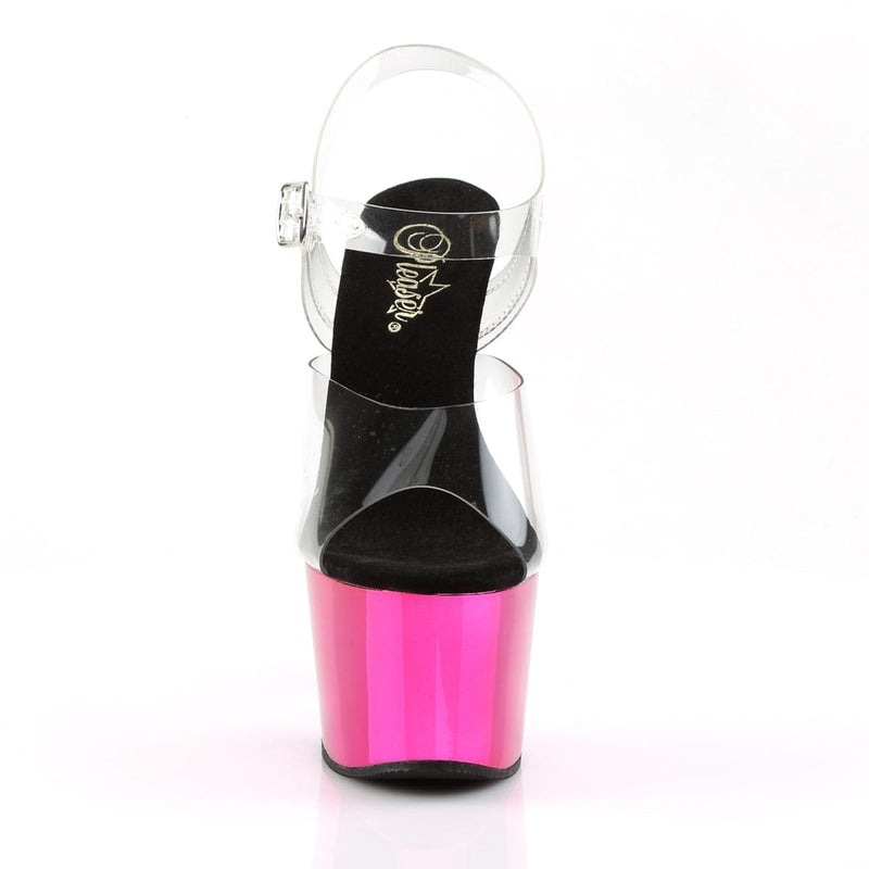 ADORE-708 Clear/Hot Pink Chrome Platform Sandal Pleaser US Size (Women's): 5