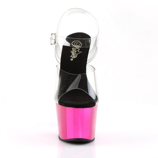 ADORE-708 Clear/Hot Pink Chrome Platform Sandal Pleaser US Size (Women's): 5