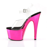 ADORE-708 Clear/Hot Pink Chrome Platform Sandal Pleaser US Size (Women's): 5