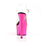 ADORE-708 Clear/Hot Pink Chrome Platform Sandal Pleaser US Size (Women's): 5
