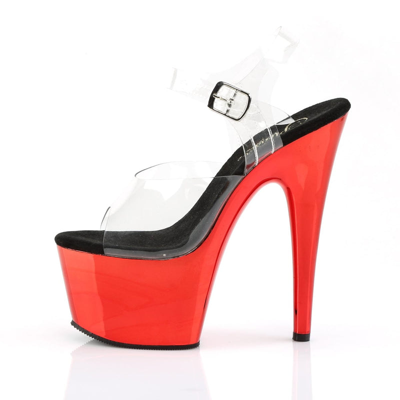 ADORE-708 Clear/Red Chrome Platform Sandal Pleaser US Size (Women's): 5