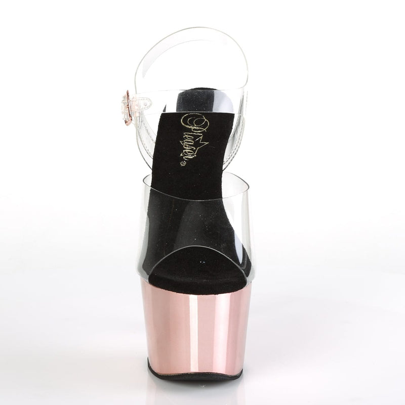 ADORE-708 Clear/Rose Gold Chrome Platform Sandal Pleaser US Size (Women's): 5