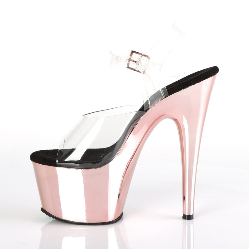 ADORE-708 Clear/Rose Gold Chrome Platform Sandal Pleaser US Size (Women's): 5