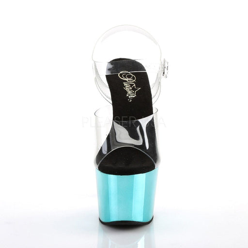 ADORE-708 Clear/Turquoise Chrome Platform Sandal Platform Sandal Pleaser US Size (Women's): 5
